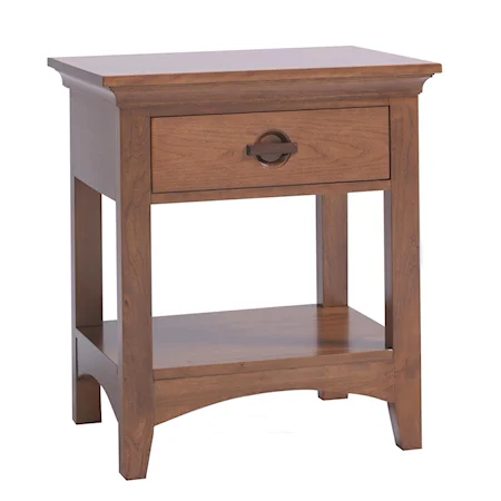 One Drawer Nightstand with Open Storage Space